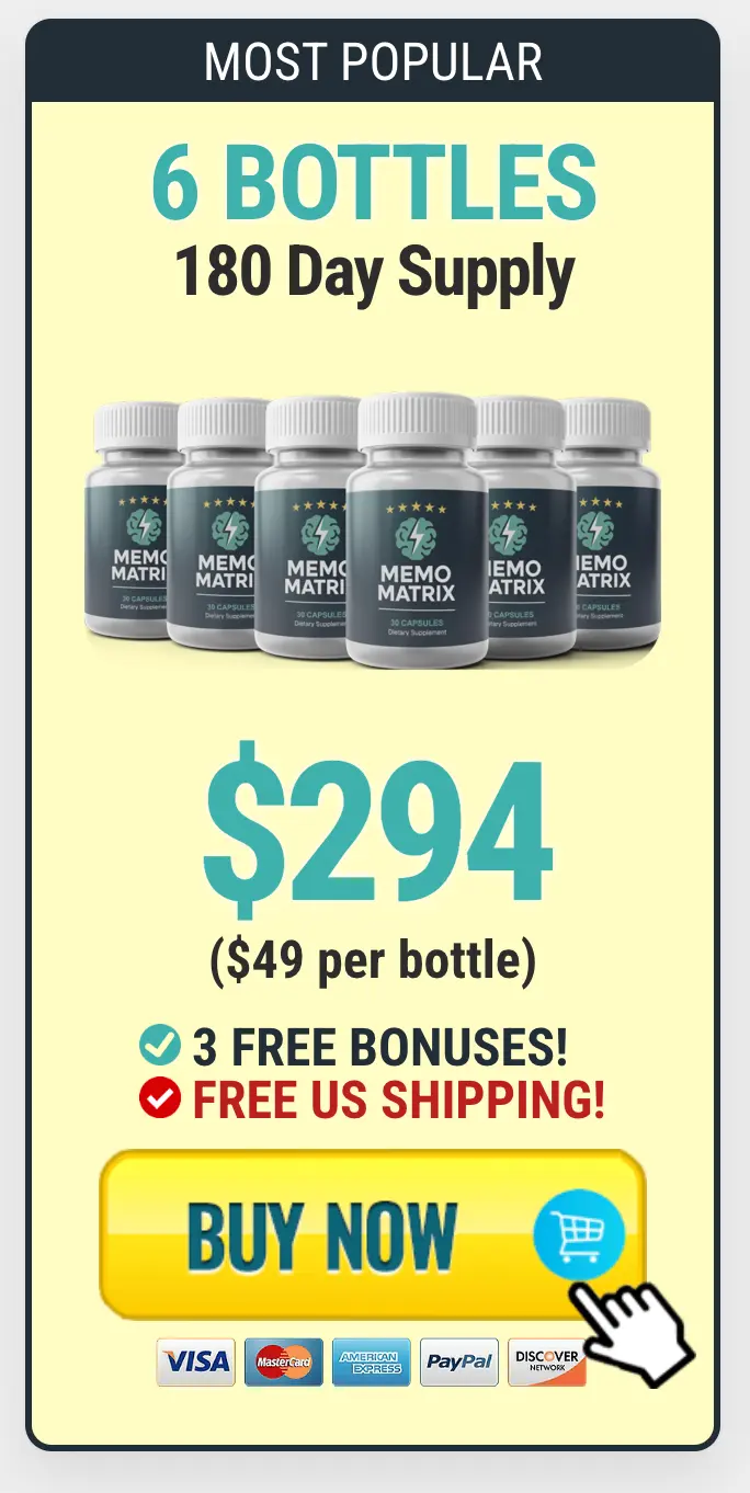 Memo Matrix 6-bottle package — 180-day supply with free US shipping and bonuses