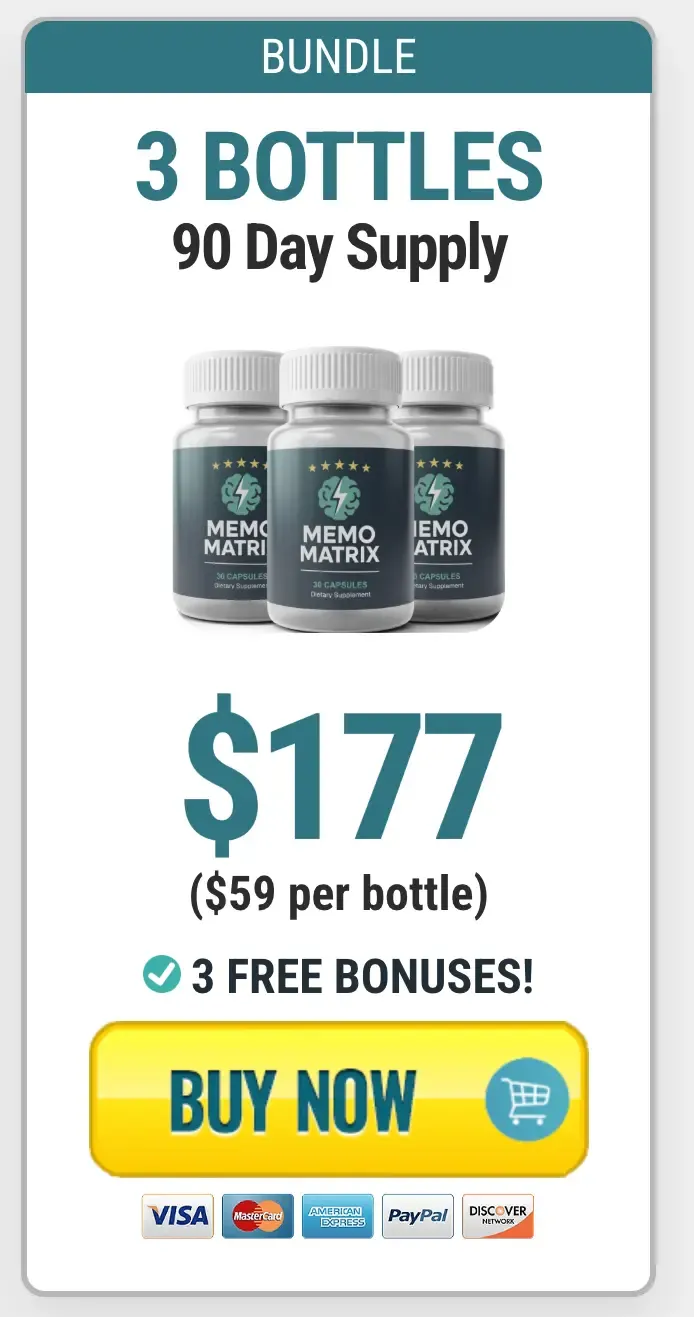 Memo Matrix 3-bottle package — 90-day supply with free bonuses